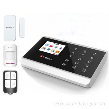 Most Advanced Touch Panel TFT Color Display Support Android System GSM Wireless Home Alarm System with Built-in Siren (KR-8218G)